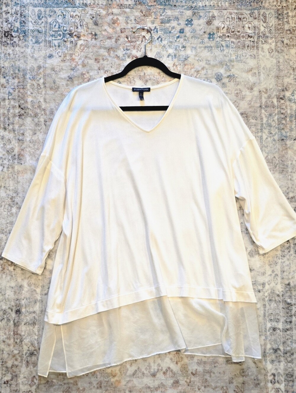 Eileen Fisher 100% Silk Ivory Tunic Top - Picture 2 of 5